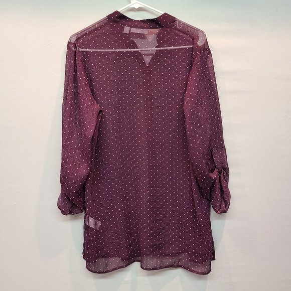Susan Graver Shirt Long Sleeve Purple Button Down Sheer Blouse Womens Small - Picture 5 of 8